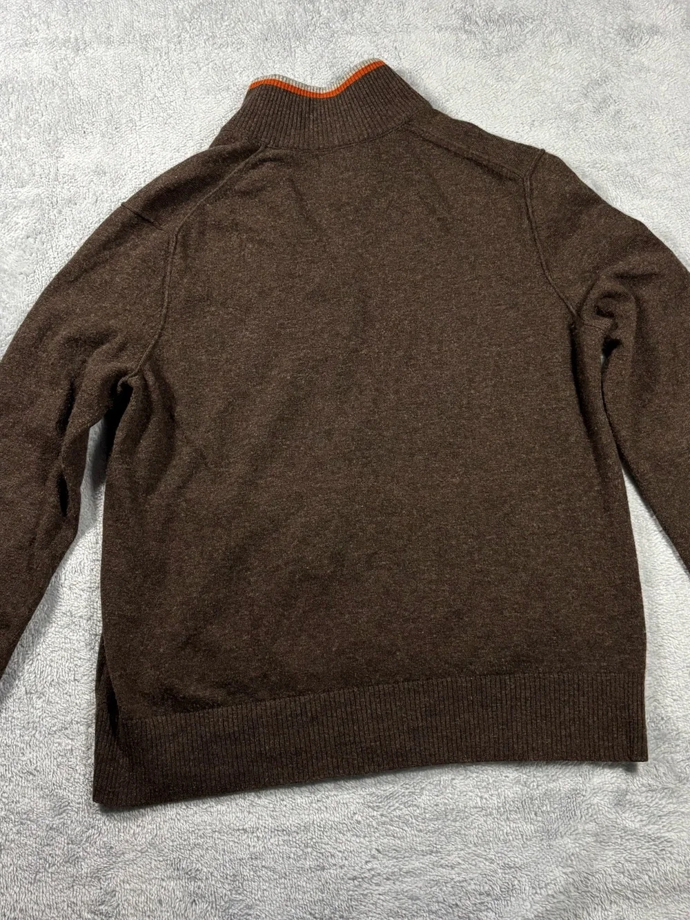 Banana Republic Brown Zip-Up Sweater with Orange Trim